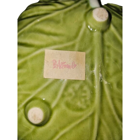 Cabbage Ware Green Leaf Shaped Ceramic Dish B. Altman & Co. 7" Width 8" Length - Picture 4 of 10